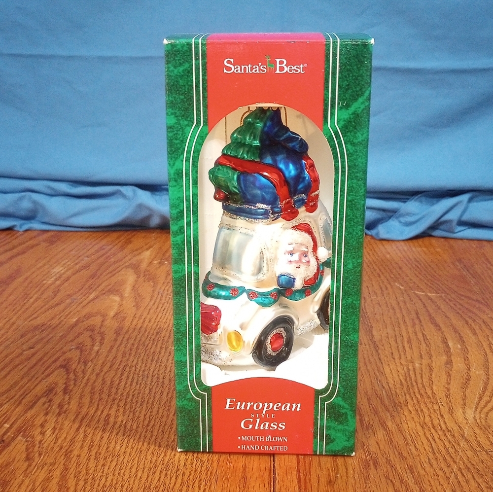 Vtg 2000 Santa's Best European Style Mouth Blown Glass Santa Christmas Ornament